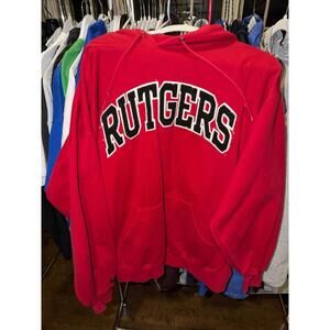 Jansport Rutgers University Spellout Chenile Patch Hoodie Mens XL Vintage 90s